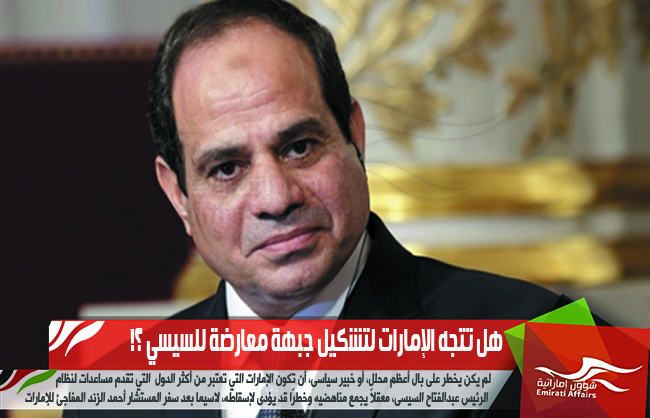 هل تتجه الإمارات لتشكيل جبهة معارضة للسيسي ؟!