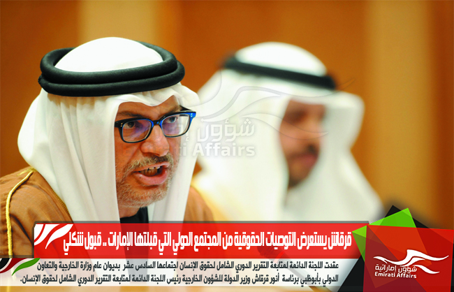 قرقاش يستعرض التوصيات الحقوقية من المجتمع الدولي التي قبلتها الإمارات .. قبول شكلي