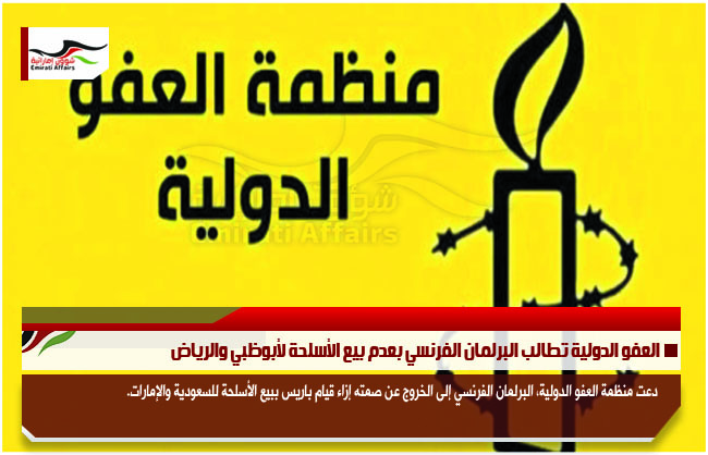 العفو الدولية تطالب البرلمان الفرنسي بعدم بيع الأسلحة لأبوظبي والرياض