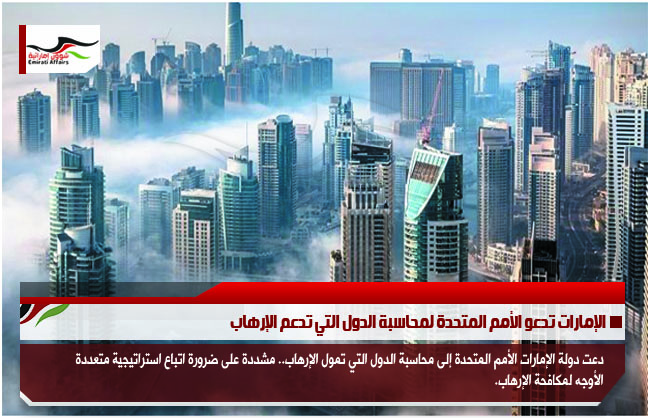 الإمارات تدعو الأمم المتحدة لمحاسبة الدول التي تدعم الإرهاب