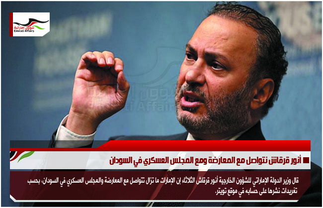 أنور قرقاش نتواصل مع المعارضة ومع المجلس العسكري في السودان