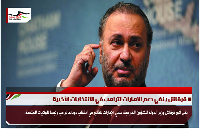 قرقاش ينفي دعم الإمارات لترامب في الانتخابات الأخيرة
