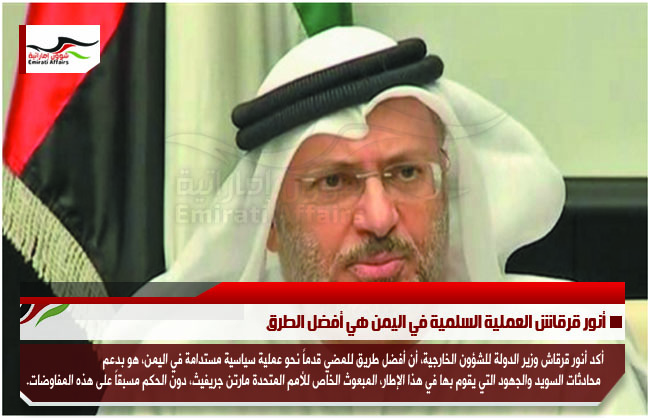 أنور قرقاش العملية السلمية في اليمن هي أفضل الطرق