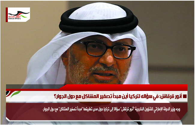 أنور قرقاش: في سؤاله لتركيا أين مبدأ تصفير المشاكل مع دول الجوار؟