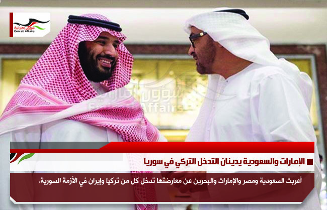 الإمارات والسعودية يدينان التدخل التركي في سوريا