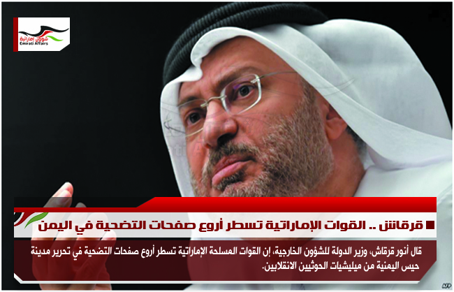 قرقاش .. القوات الإماراتية تسطر أروع صفحات التضحية في اليمن