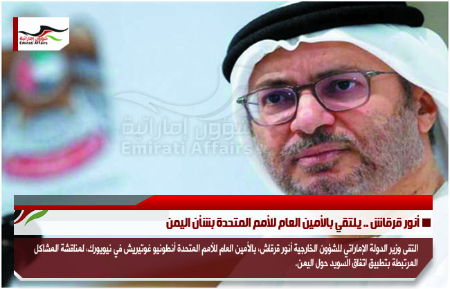 أنور قرقاش .. يلتقي بالأمين العام للأمم المتحدة بشأن اليمن