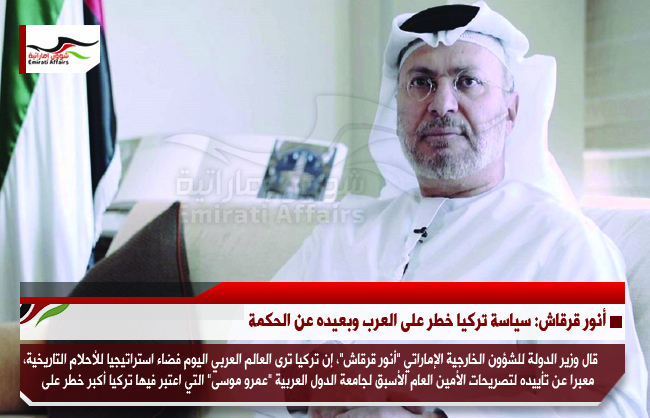 أنور قرقاش: سياسة تركيا خطر على العرب وبعيده عن الحكمة