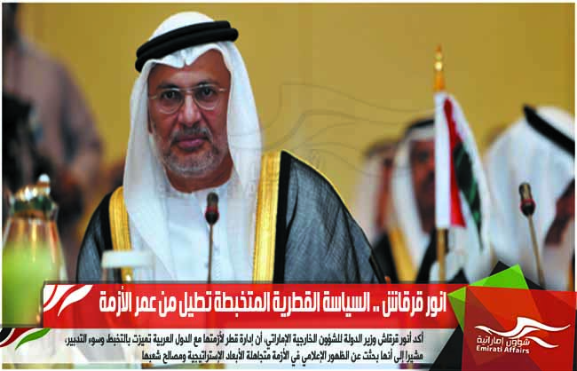 انور قرقاش .. السياسة القطرية المتخبطة تطيل من عمر الأزمة